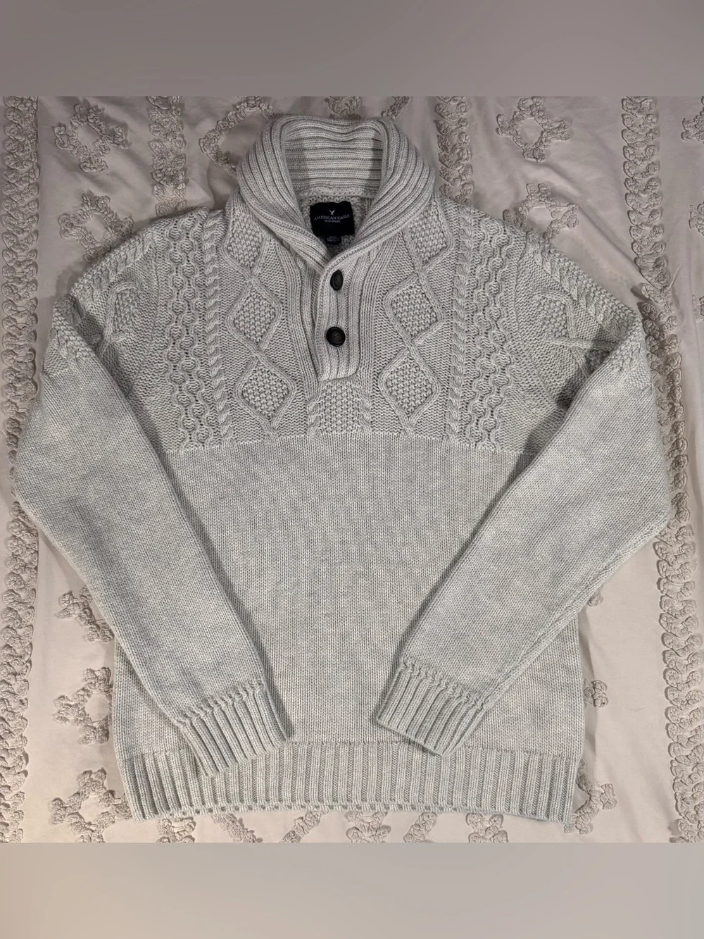 American Eagle Outfitters Cream Cable-Knit Turtleneck Sweater
